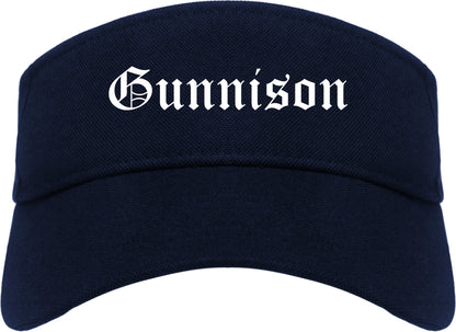 Gunnison Colorado CO Old English Mens Visor Cap Hat Navy Blue