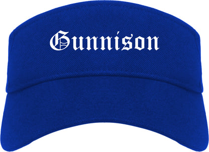 Gunnison Colorado CO Old English Mens Visor Cap Hat Royal Blue