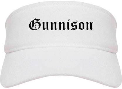 Gunnison Colorado CO Old English Mens Visor Cap Hat White