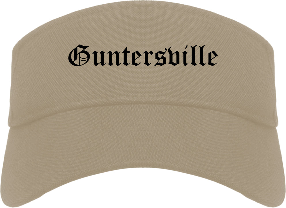 Guntersville Alabama AL Old English Mens Visor Cap Hat Khaki