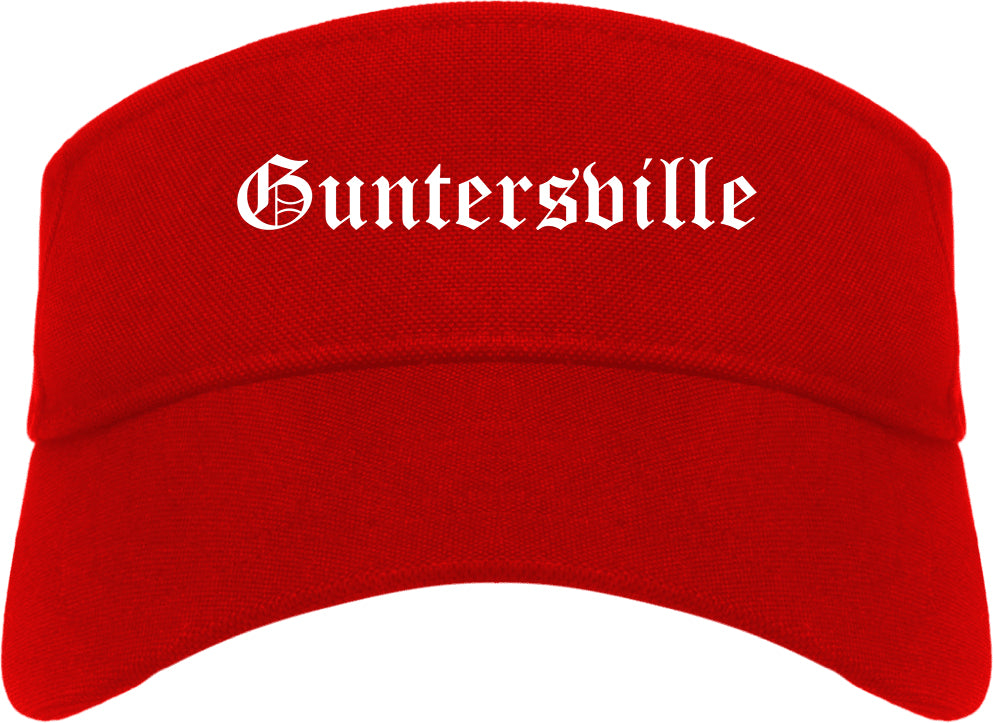 Guntersville Alabama AL Old English Mens Visor Cap Hat Red