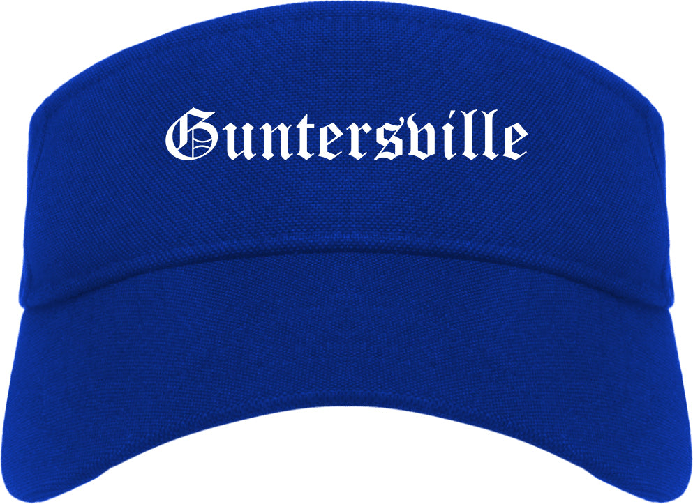 Guntersville Alabama AL Old English Mens Visor Cap Hat Royal Blue