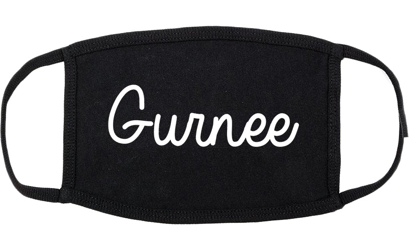 Gurnee Illinois IL Script Cotton Face Mask Black