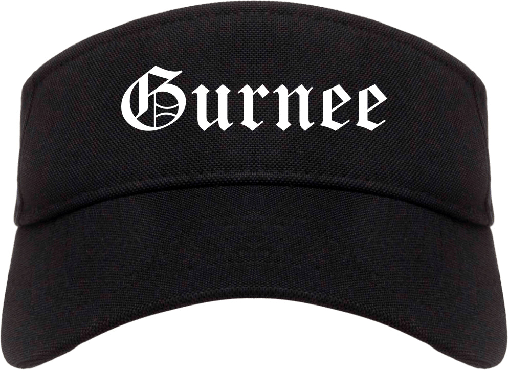 Gurnee Illinois IL Old English Mens Visor Cap Hat Black