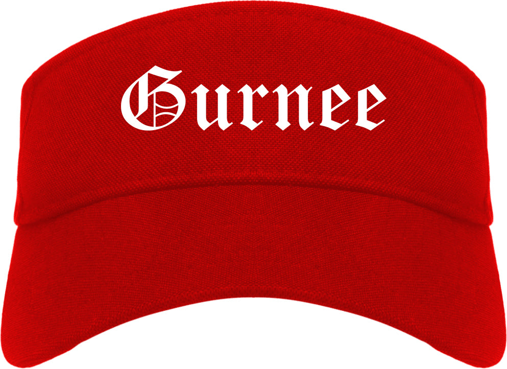 Gurnee Illinois IL Old English Mens Visor Cap Hat Red