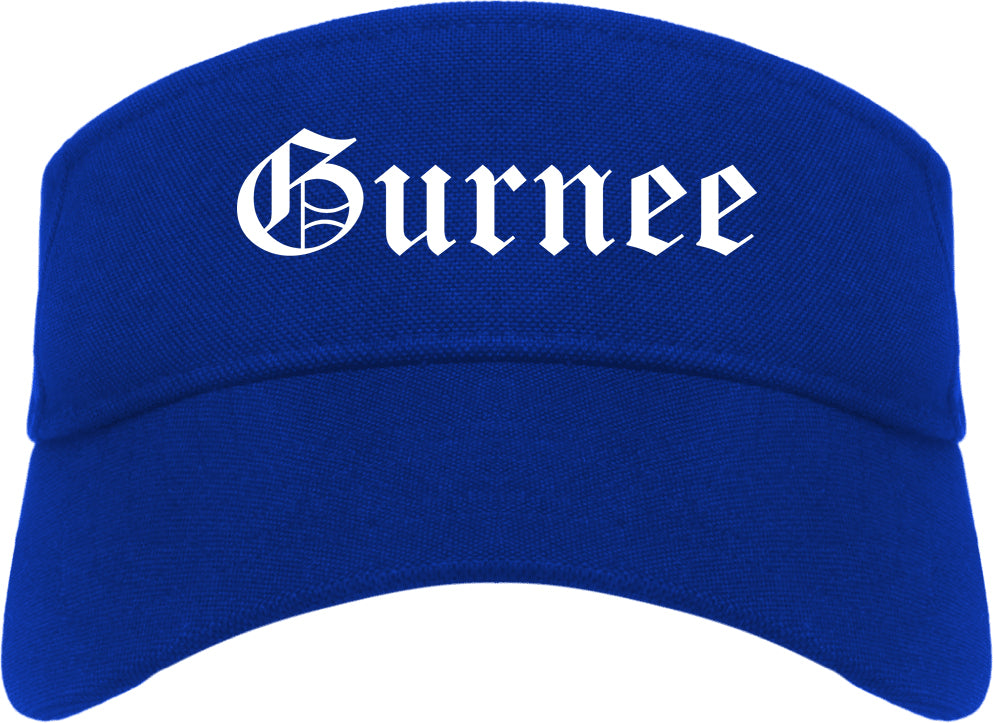 Gurnee Illinois IL Old English Mens Visor Cap Hat Royal Blue