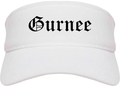 Gurnee Illinois IL Old English Mens Visor Cap Hat White