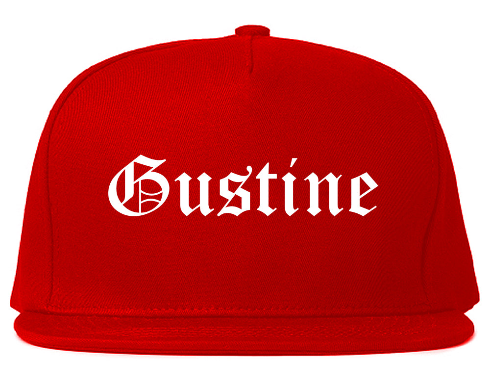 Gustine California CA Old English Mens Snapback Hat Red