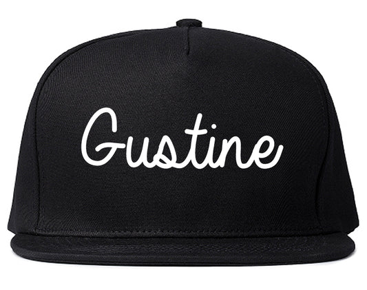Gustine California CA Script Mens Snapback Hat Black