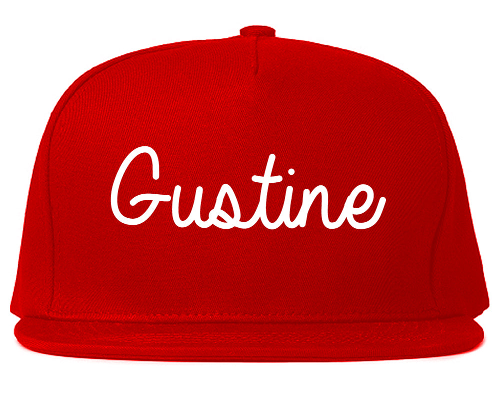 Gustine California CA Script Mens Snapback Hat Red
