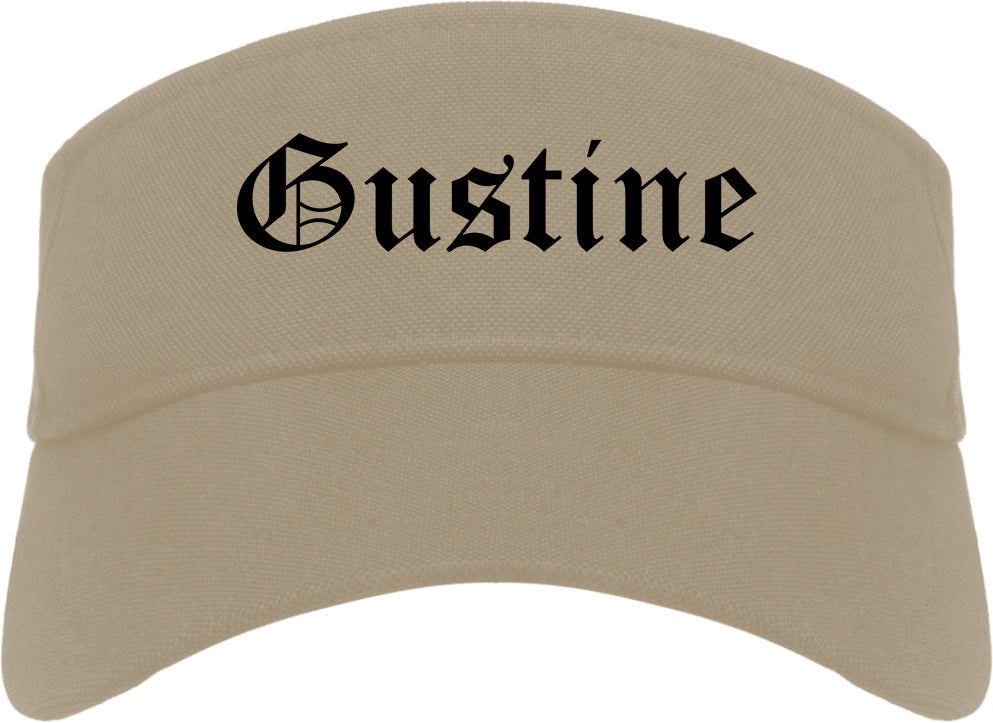 Gustine California CA Old English Mens Visor Cap Hat Khaki