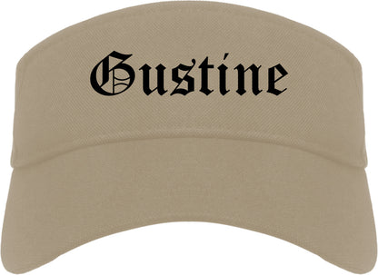 Gustine California CA Old English Mens Visor Cap Hat Khaki