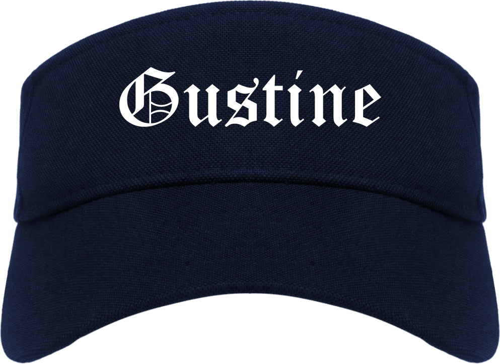 Gustine California CA Old English Mens Visor Cap Hat Navy Blue
