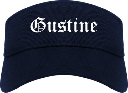 Gustine California CA Old English Mens Visor Cap Hat Navy Blue