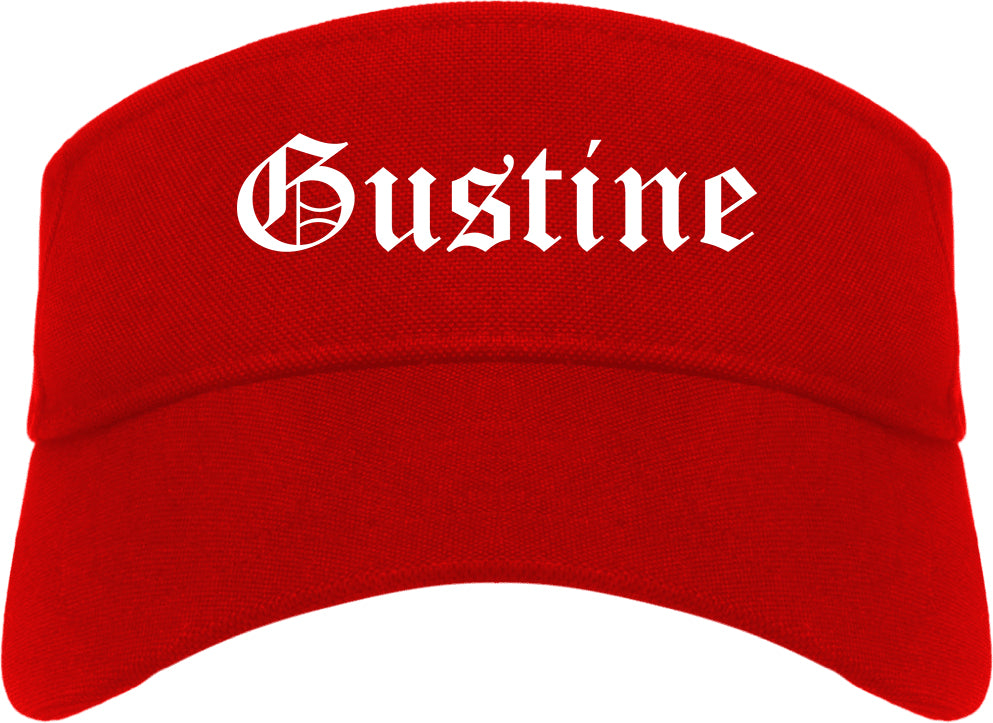 Gustine California CA Old English Mens Visor Cap Hat Red