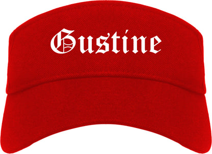 Gustine California CA Old English Mens Visor Cap Hat Red