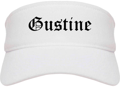 Gustine California CA Old English Mens Visor Cap Hat White