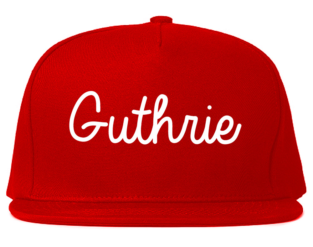 Guthrie Oklahoma OK Script Mens Snapback Hat Red