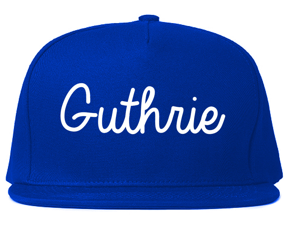 Guthrie Oklahoma OK Script Mens Snapback Hat Royal Blue