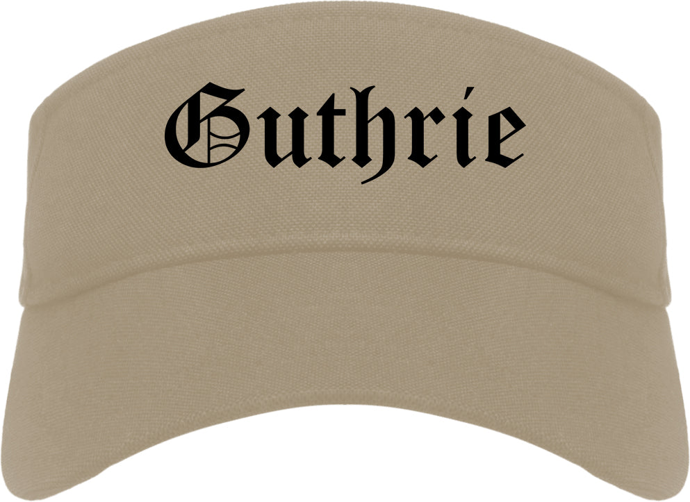 Guthrie Oklahoma OK Old English Mens Visor Cap Hat Khaki