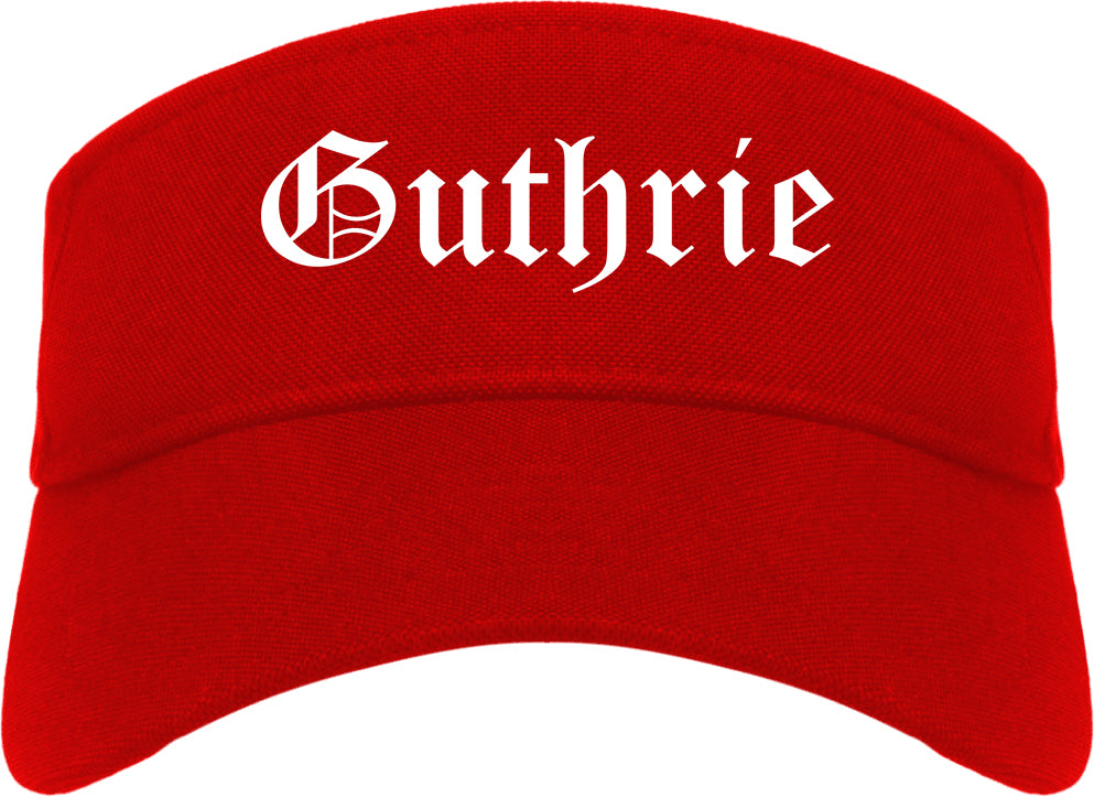 Guthrie Oklahoma OK Old English Mens Visor Cap Hat Red