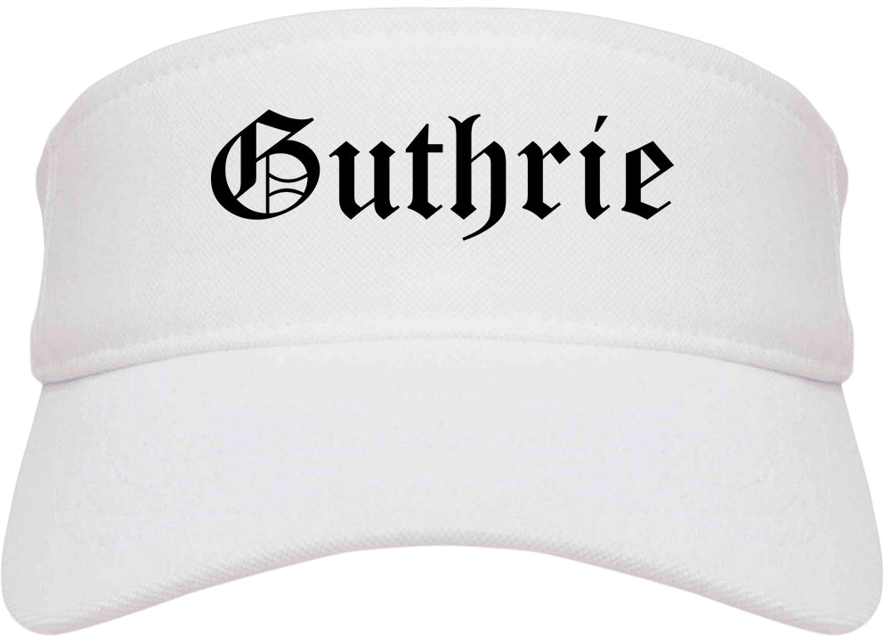 Guthrie Oklahoma OK Old English Mens Visor Cap Hat White