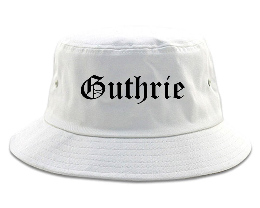 Guthrie Oklahoma OK Old English Mens Bucket Hat White