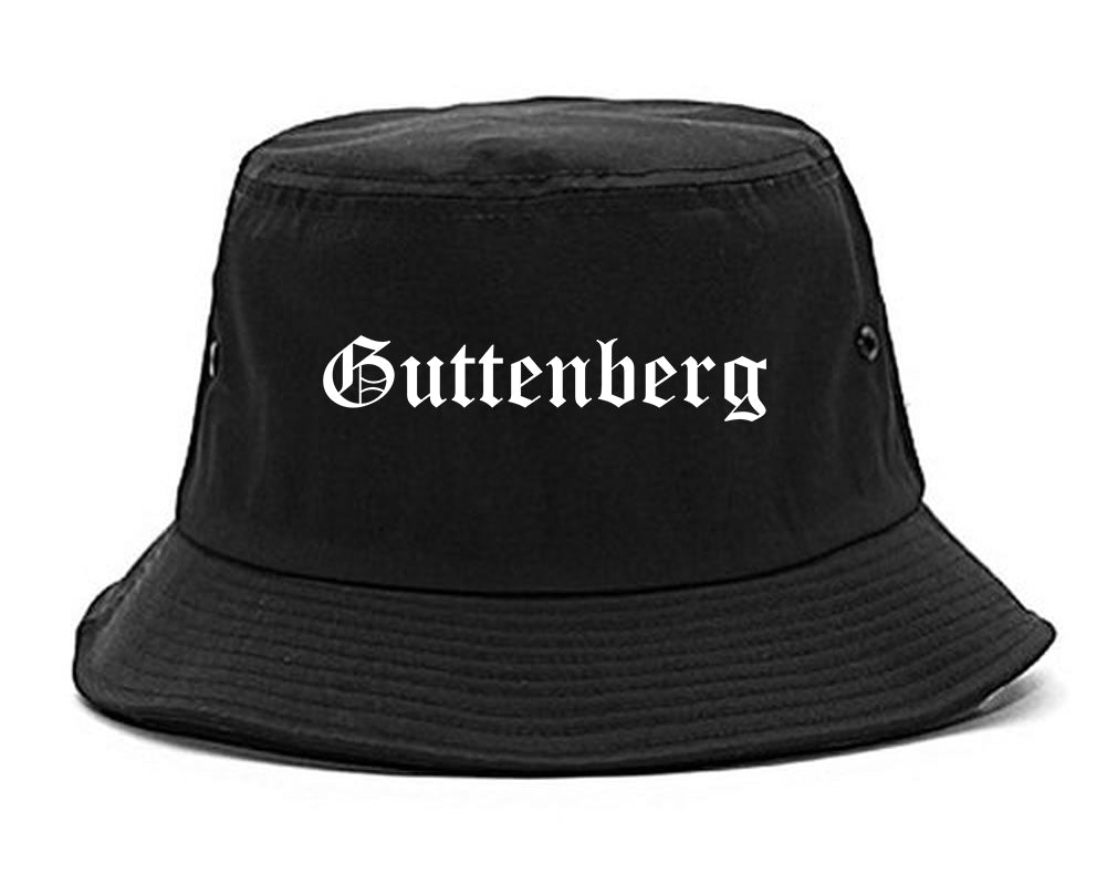 Guttenberg New Jersey NJ Old English Mens Bucket Hat Black