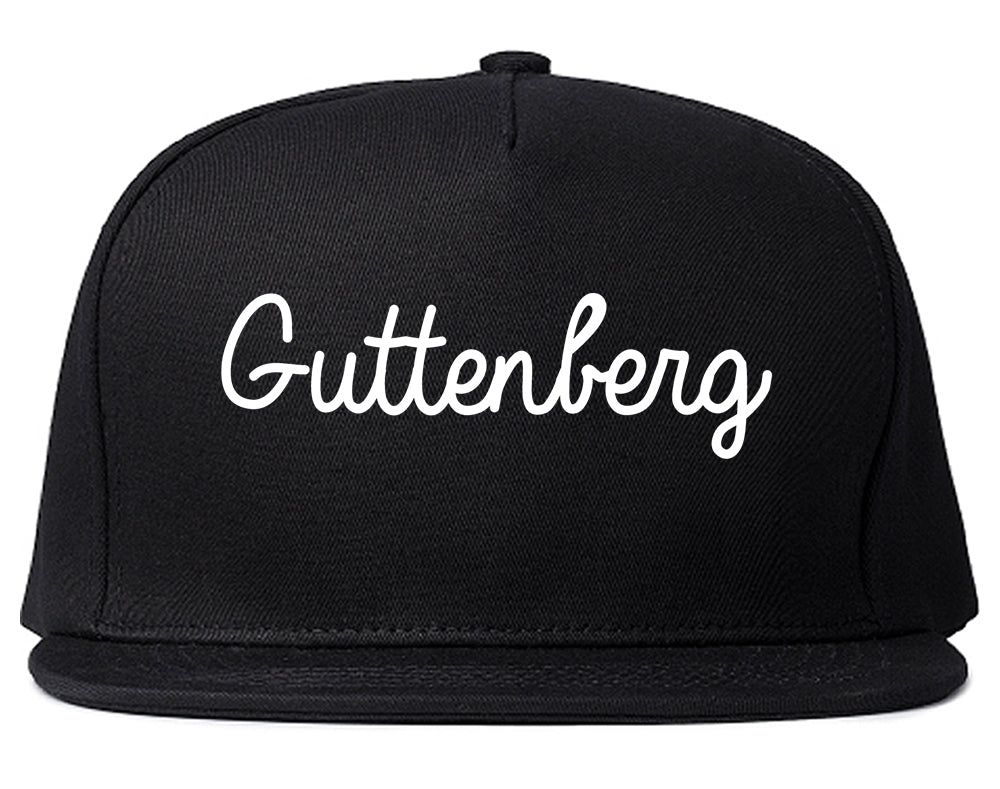 Guttenberg New Jersey NJ Script Mens Snapback Hat Black