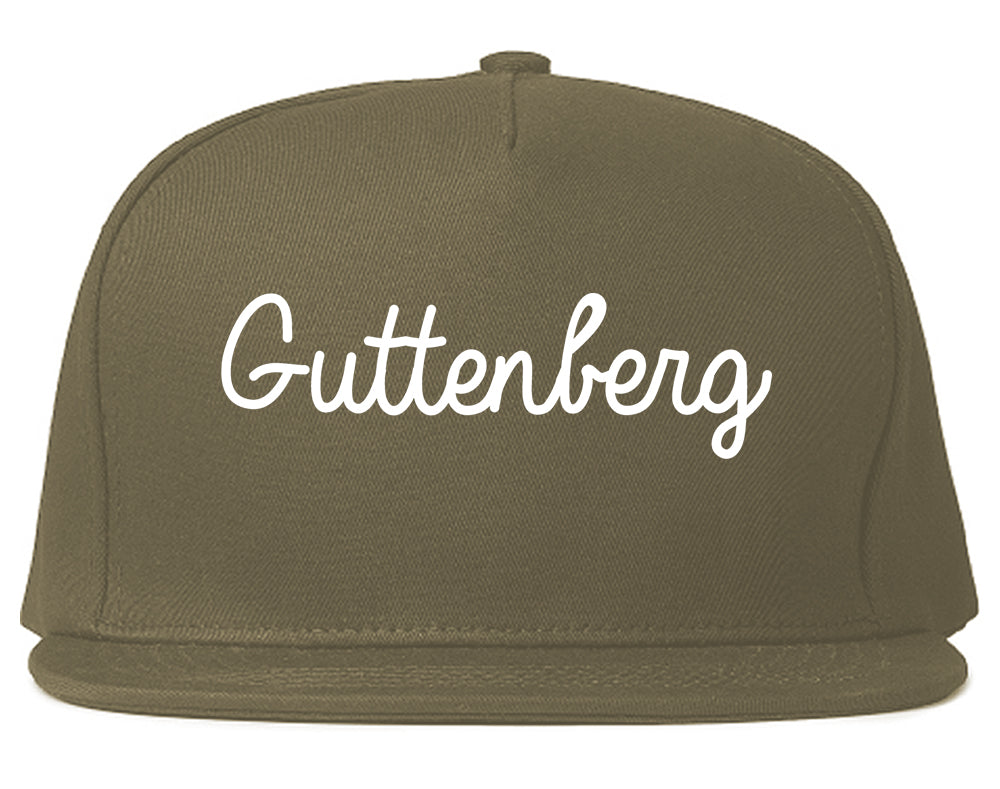 Guttenberg New Jersey NJ Script Mens Snapback Hat Grey