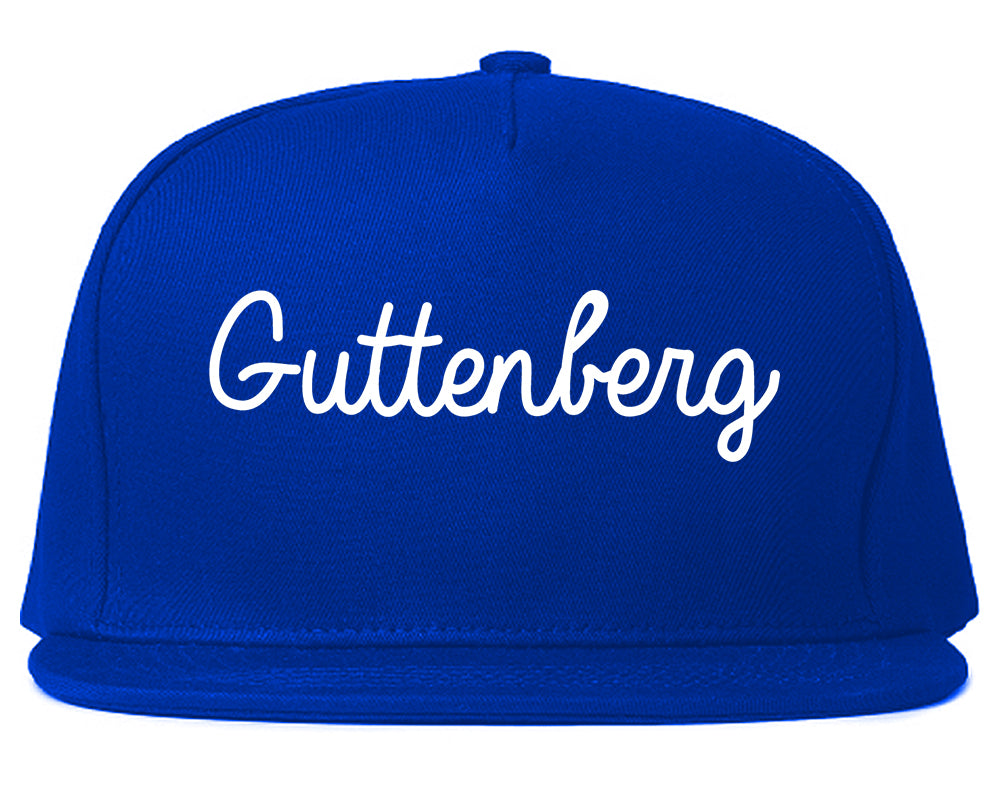 Guttenberg New Jersey NJ Script Mens Snapback Hat Royal Blue