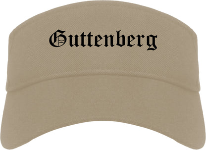 Guttenberg New Jersey NJ Old English Mens Visor Cap Hat Khaki