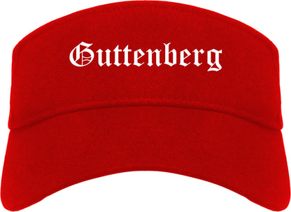 Guttenberg New Jersey NJ Old English Mens Visor Cap Hat Red