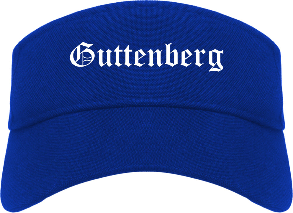 Guttenberg New Jersey NJ Old English Mens Visor Cap Hat Royal Blue