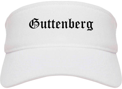 Guttenberg New Jersey NJ Old English Mens Visor Cap Hat White