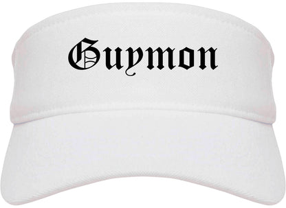 Guymon Oklahoma OK Old English Mens Visor Cap Hat White
