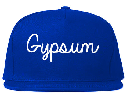 Gypsum Colorado CO Script Mens Snapback Hat Royal Blue
