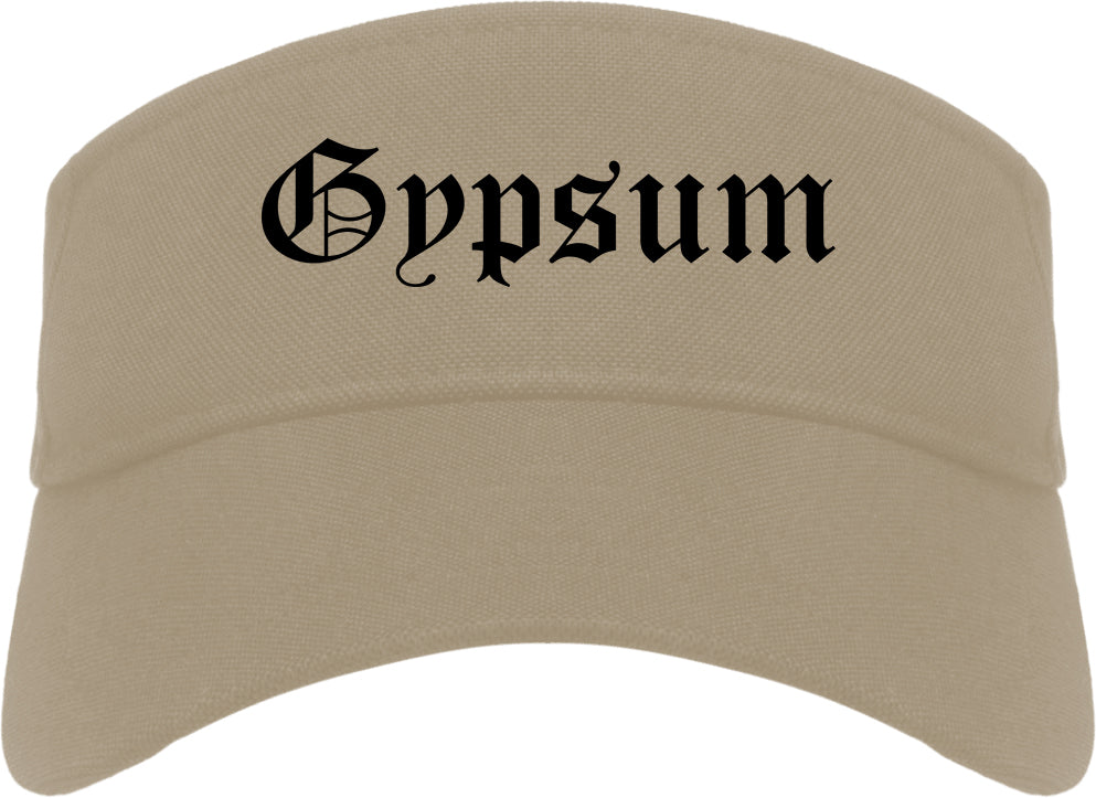 Gypsum Colorado CO Old English Mens Visor Cap Hat Khaki