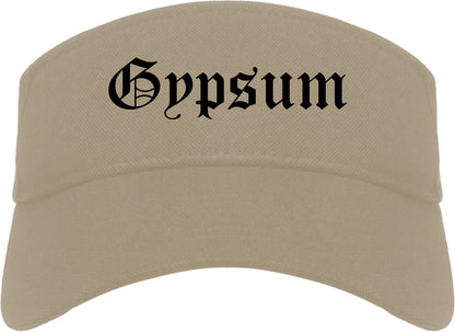 Gypsum Colorado CO Old English Mens Visor Cap Hat Khaki