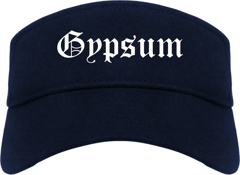 Gypsum Colorado CO Old English Mens Visor Cap Hat Navy Blue