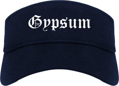 Gypsum Colorado CO Old English Mens Visor Cap Hat Navy Blue