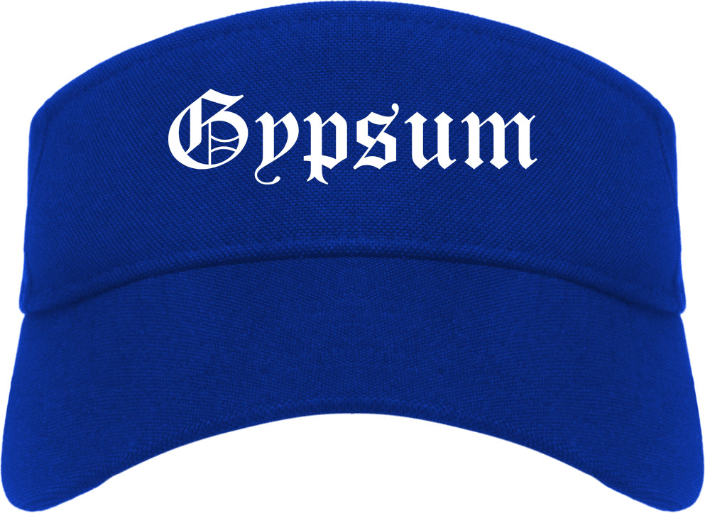 Gypsum Colorado CO Old English Mens Visor Cap Hat Royal Blue