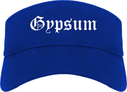 Gypsum Colorado CO Old English Mens Visor Cap Hat Royal Blue