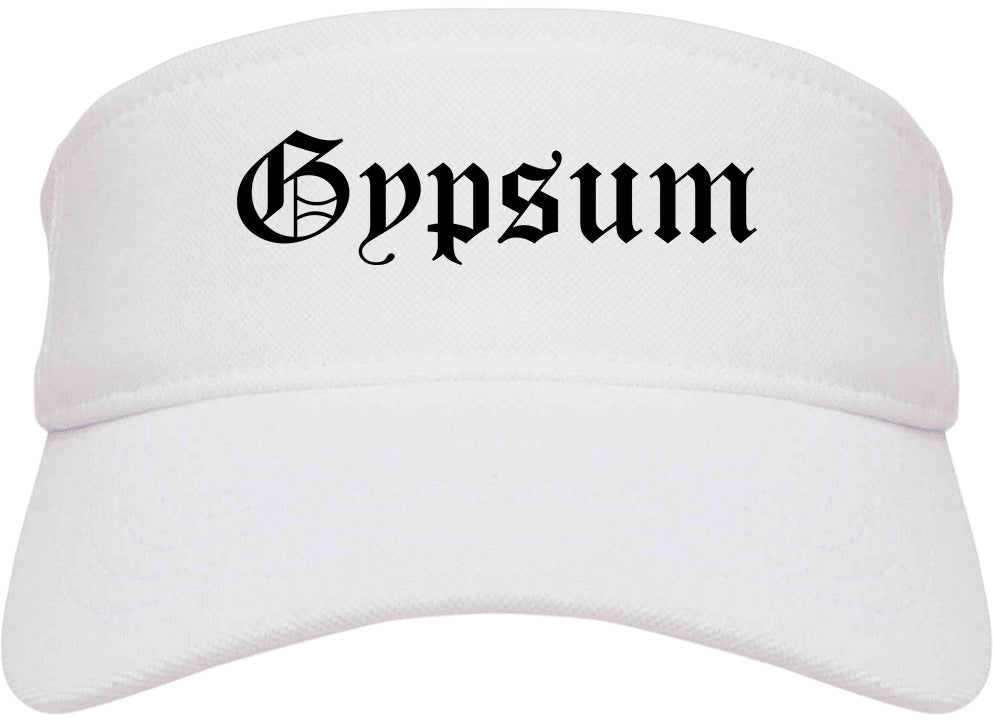 Gypsum Colorado CO Old English Mens Visor Cap Hat White