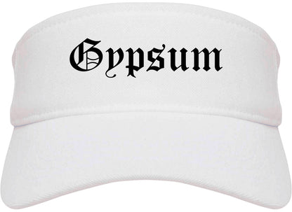 Gypsum Colorado CO Old English Mens Visor Cap Hat White