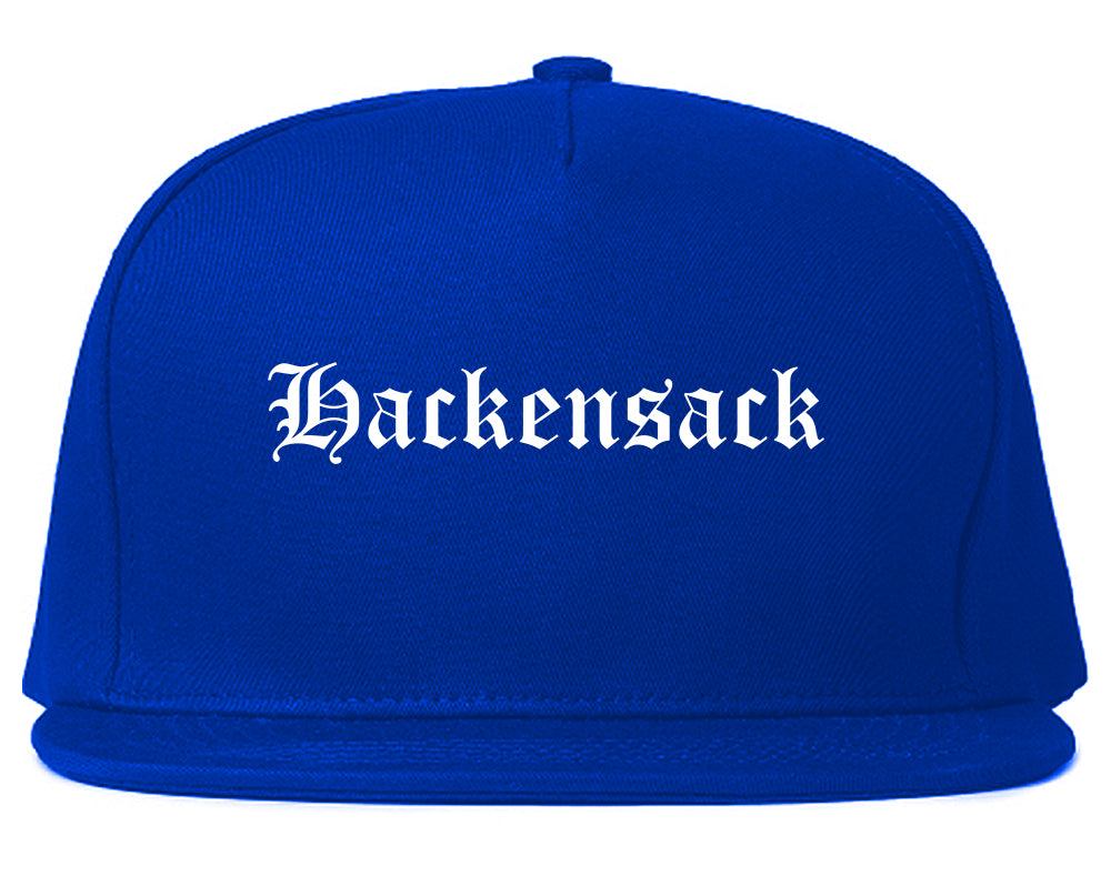 Hackensack New Jersey NJ Old English Mens Snapback Hat Royal Blue