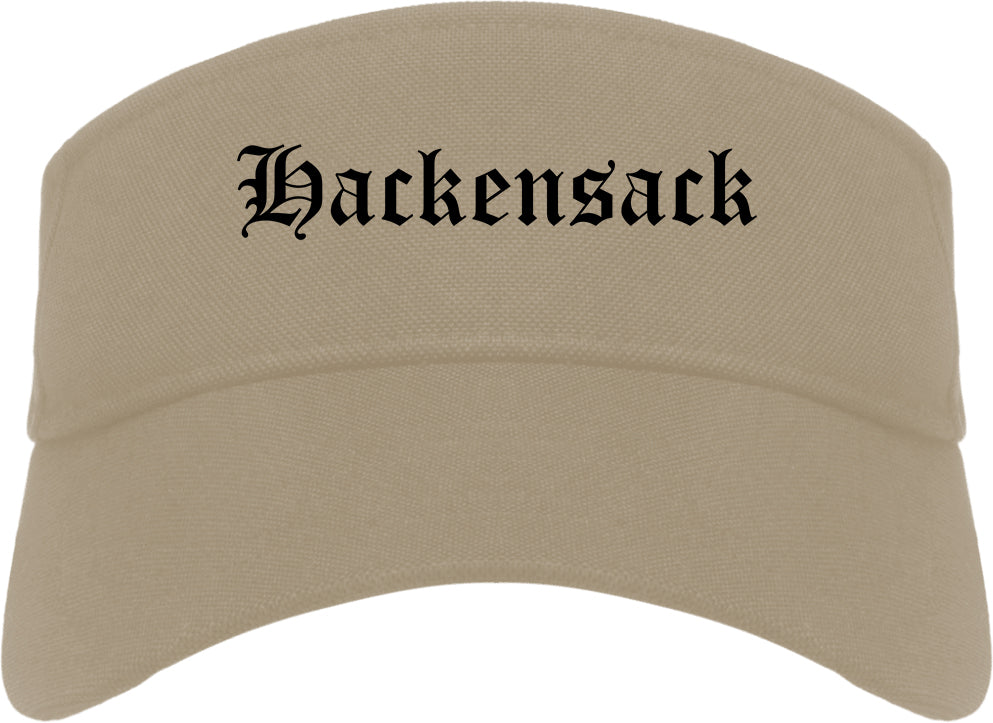 Hackensack New Jersey NJ Old English Mens Visor Cap Hat Khaki