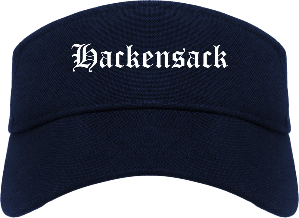 Hackensack New Jersey NJ Old English Mens Visor Cap Hat Navy Blue