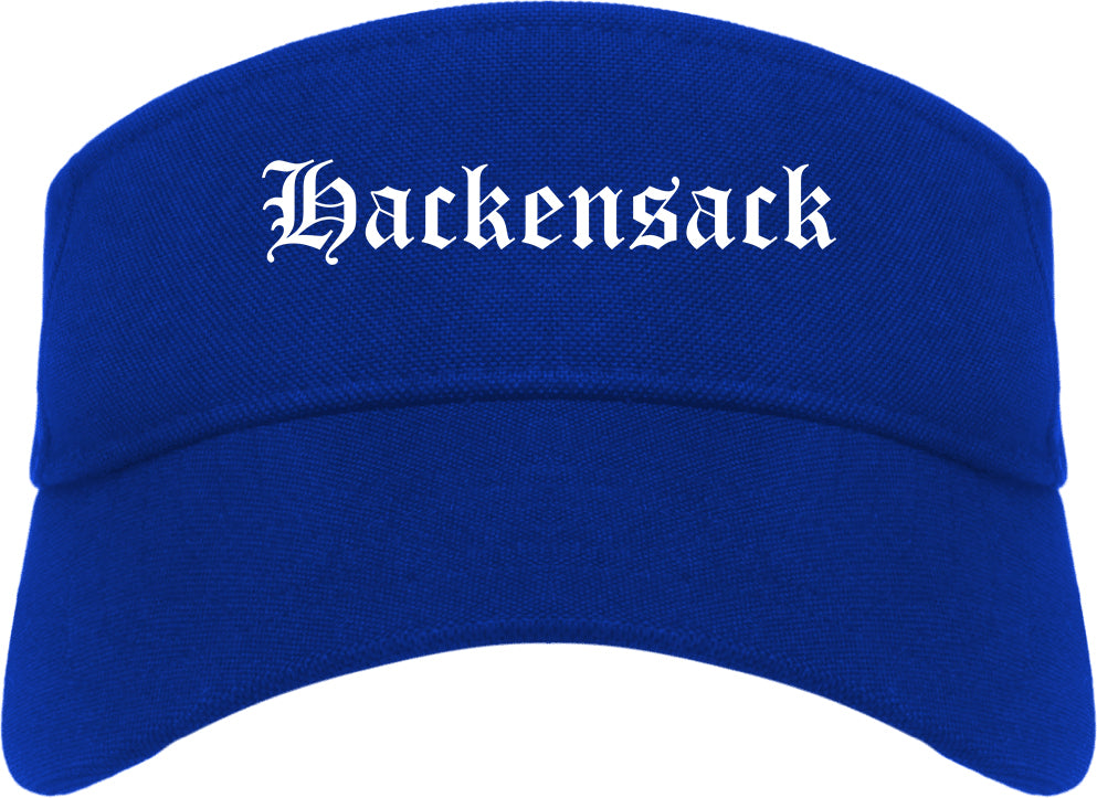 Hackensack New Jersey NJ Old English Mens Visor Cap Hat Royal Blue