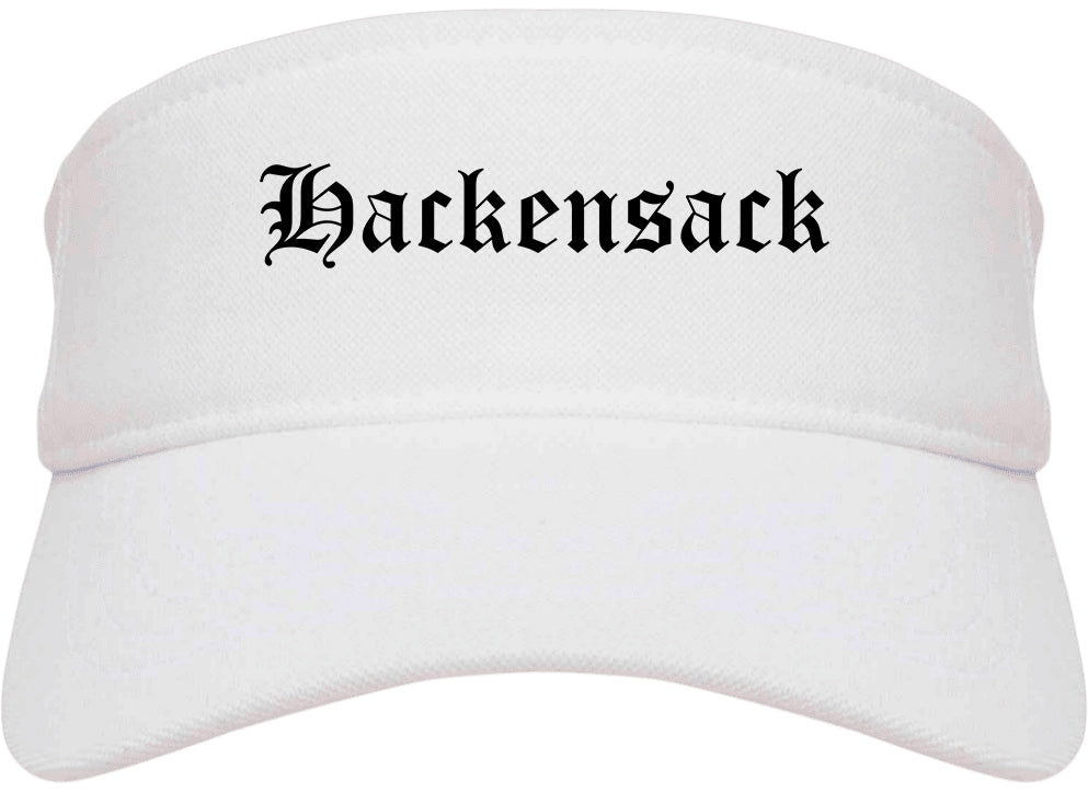 Hackensack New Jersey NJ Old English Mens Visor Cap Hat White